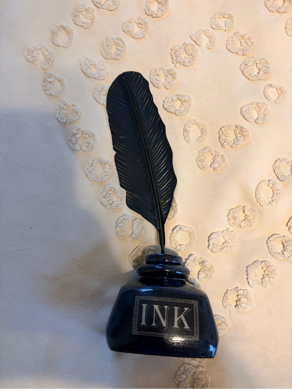 Ashland Halloween Ink Bottle with Feather Quill Midnight Moon Decor